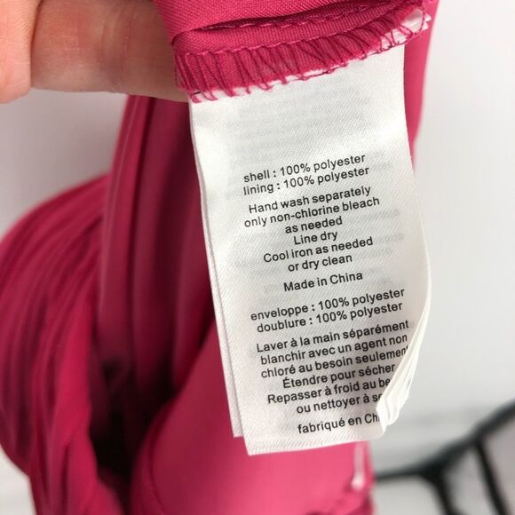 David’s‎ Bridal One Shoulder Dress Womens 8 Pink Chiffon Flowy Summer Bridesmaid - Picture 9 of 11